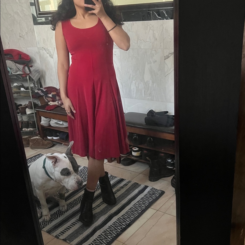 Vintage Elegant but Cute Red Midi Dress Womens Size Small